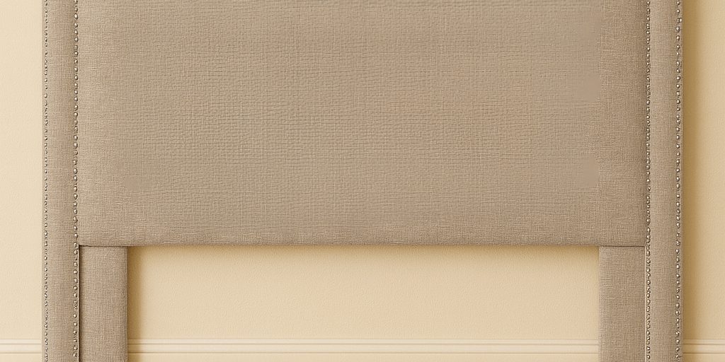 Tan Hotel Headboard with Double Nailhead Trim Linen Classic