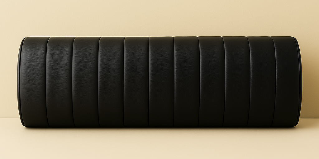 Floating Black Leather Bench for Modern Dining Nook Bolster Pillow
