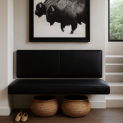 Floating Leather Bench for Restaurant Dining, Entryway or Kitchen Bolster Pillow