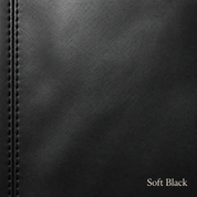 Close-up of soft black leather with stitching detail