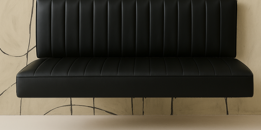 Lucca IT | Vegan Floating Black Leather Bench Straight Bench | l:60 x d:24" | l:60 x d:150cm
