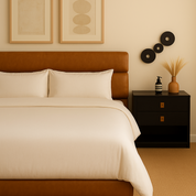 Modern Paneled Leather Headboard Whiskey Brown Leather