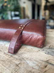 One-of-a-Kind Burgundy Cognac Leather Queen Headboard | Ready to Ship