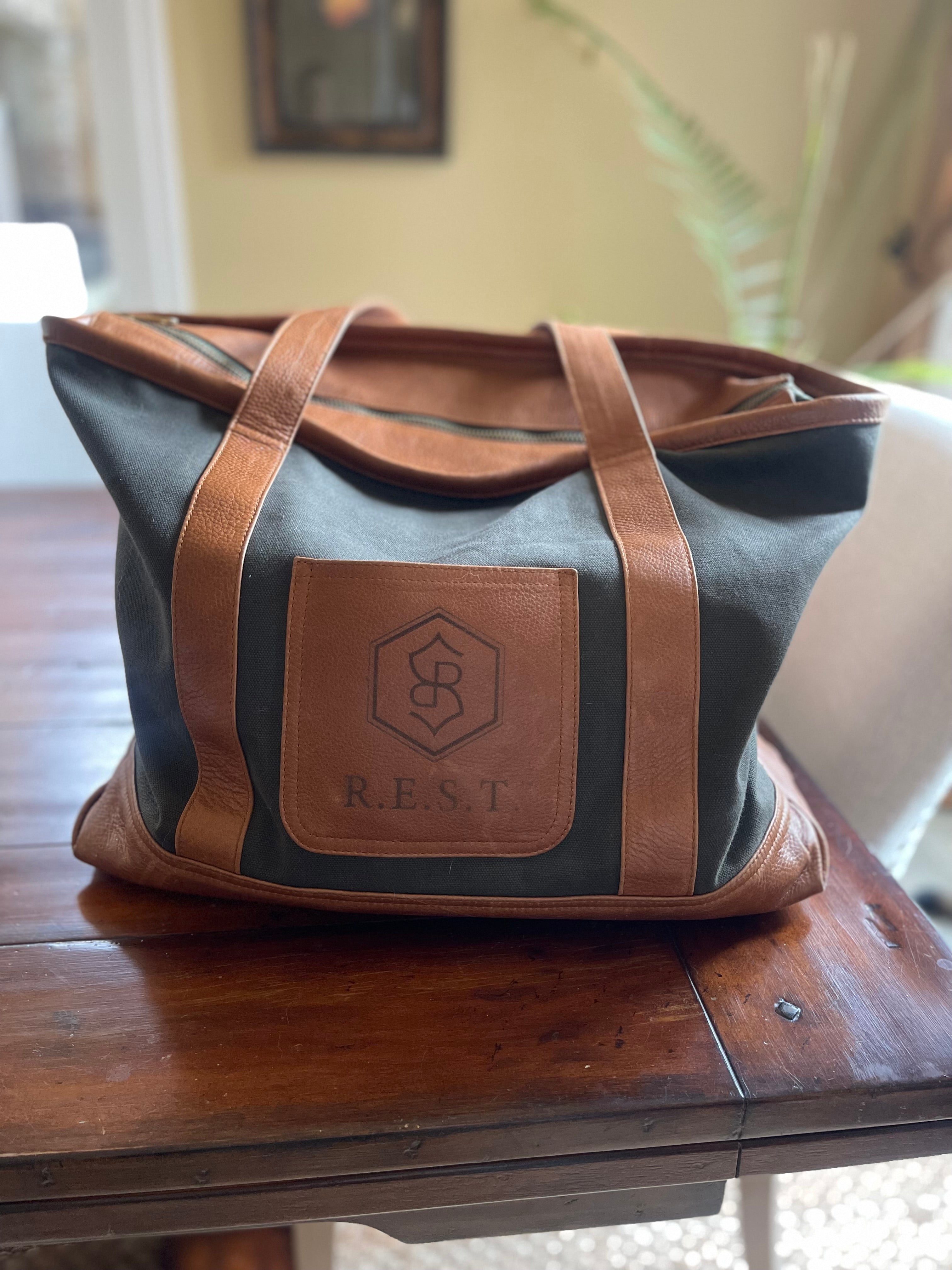 canvas tote bag leather and canvas