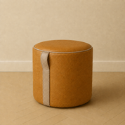 The Saddle Loop Ottoman — Whiskey Brown + Caramel Leather Caramel + Tan