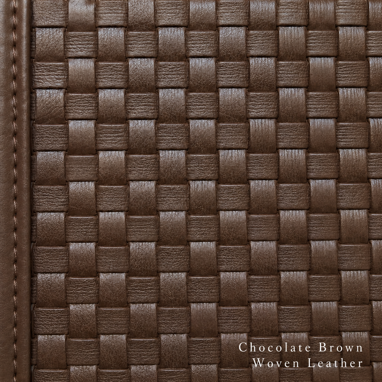 Close-up of chocolate brown woven leather texture