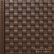 Close-up of chocolate brown woven leather texture