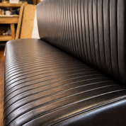 Ribbed Black Leather Banquette