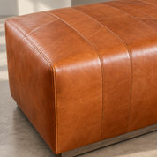 Close up of whiskey leather stitching and upholstery detail
