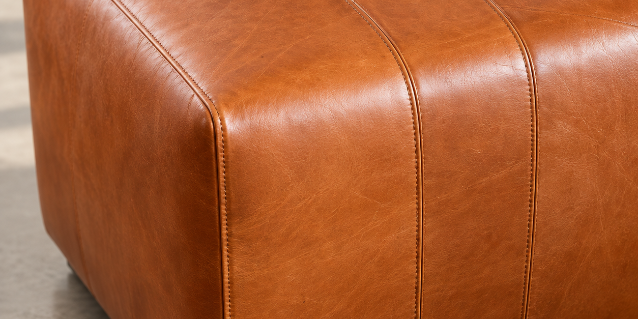 Whiskey Leather Dining Bench | 50" Made to Order | 8–12 Weeks