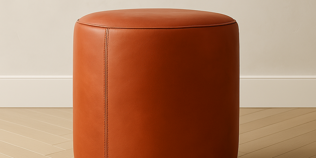 Genuine Leather Round Ottoman or Pouf | Multiple Colors & Sizes