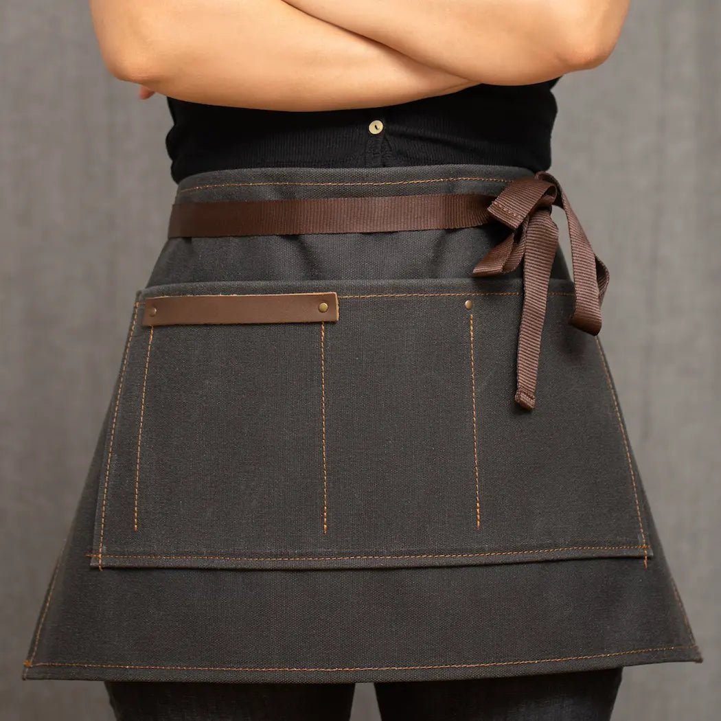 Custom Apron | Wax Cavas & Leather Half Apron for Server - H U N T E D F O X