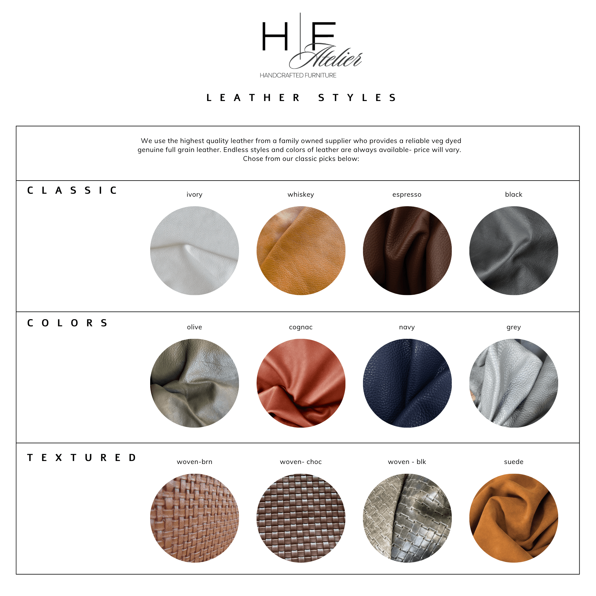 Custom Leather Bed – Handmade Wall - Mounted Headboard - CUSTOMfurnitureheadboardHUNTEDFOX - selection of leather for custom headboards