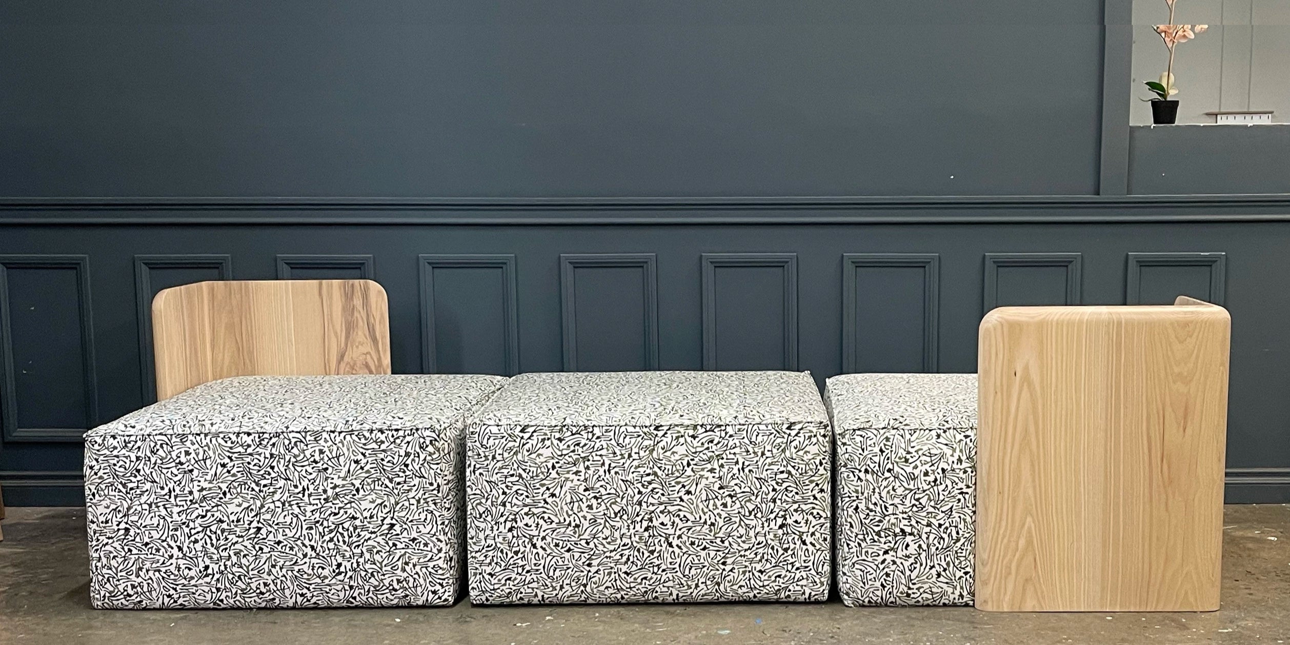 custom modular seating with wood modern mizuki by HUNTEDFOX