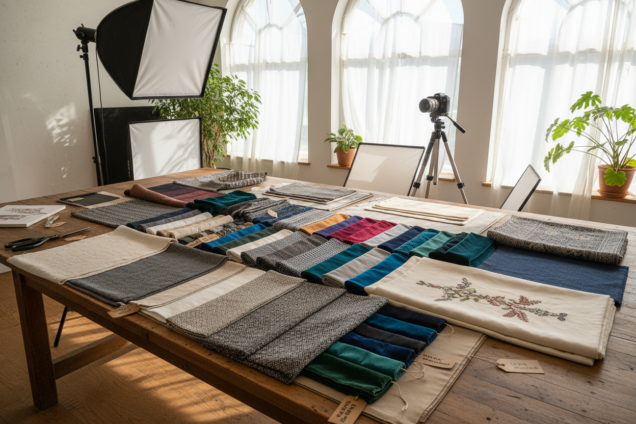 Modern Upholstered Bench | Black & Ivory Geometric Fabric with Rounded Corners COM | Customer's Own Material 2-4 yd