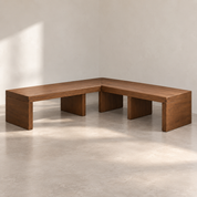 Corner Banquette in Black and White Walnut Bench Seat