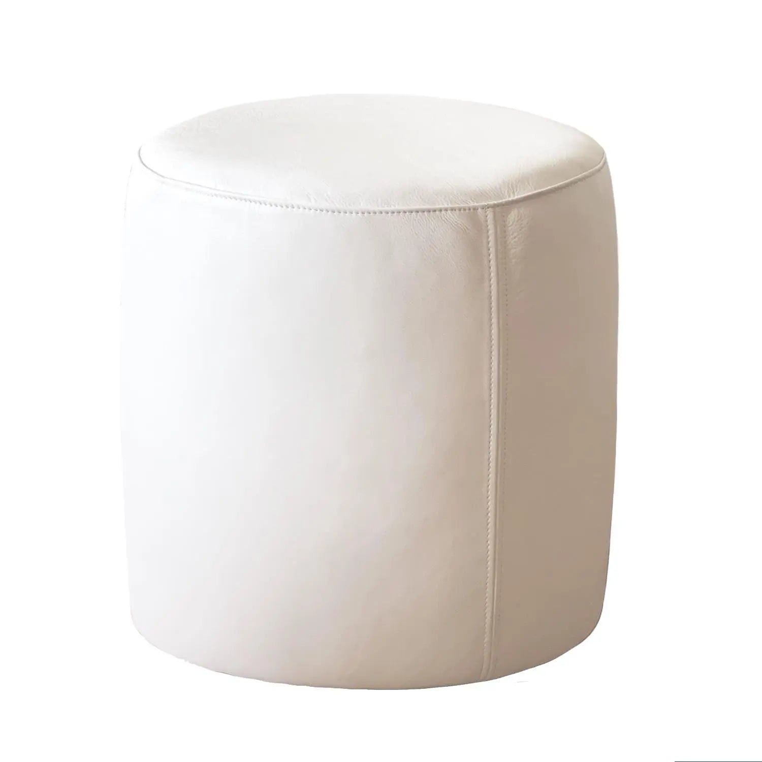 Round Leather Ottoman Pouf – Modern Boho Seating – handcrafted by HUNTEDFOX in Los Angeles