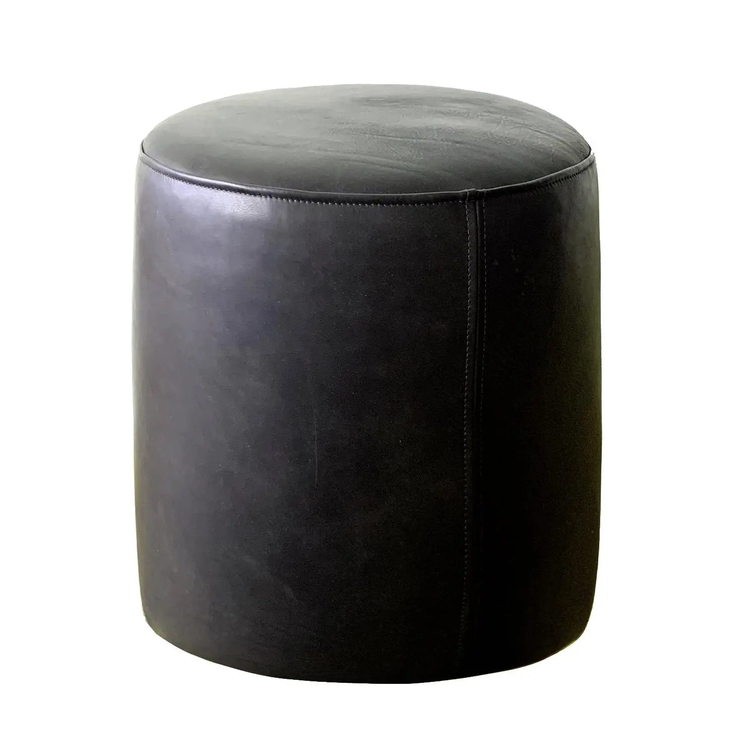 Genuine Leather Round Ottoman or Pouf - Multiple Colors & Sizes - HUNTEDFOX
