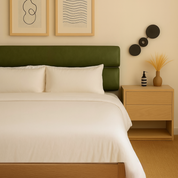 Modern Paneled Leather Headboard Olive Green Leather