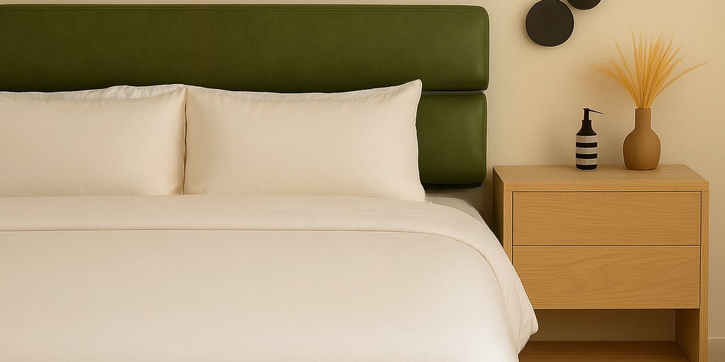 Modern Paneled Leather Headboard Olive Green Leather