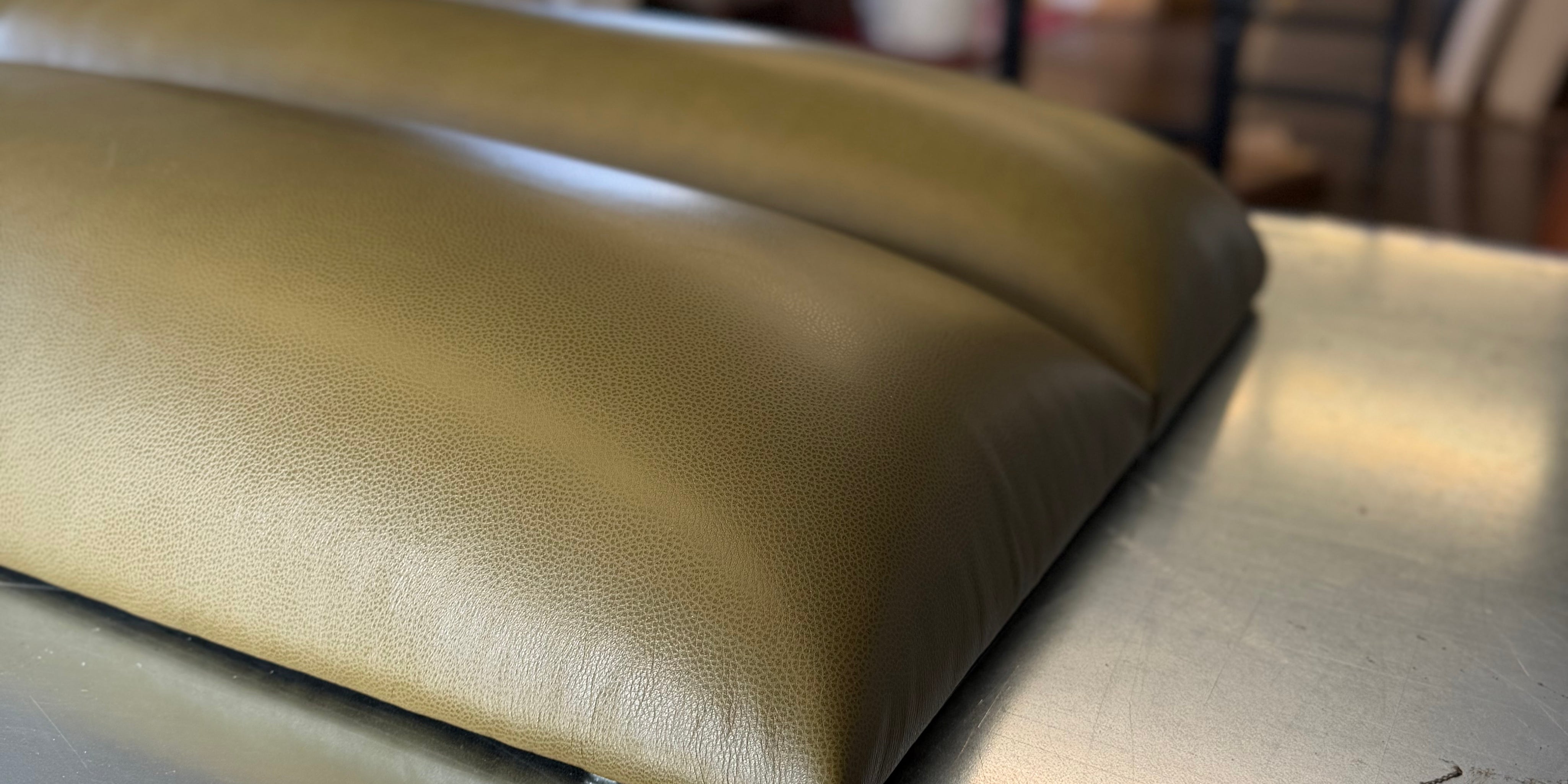 Modern Olive Green Leather Paneled Headboard