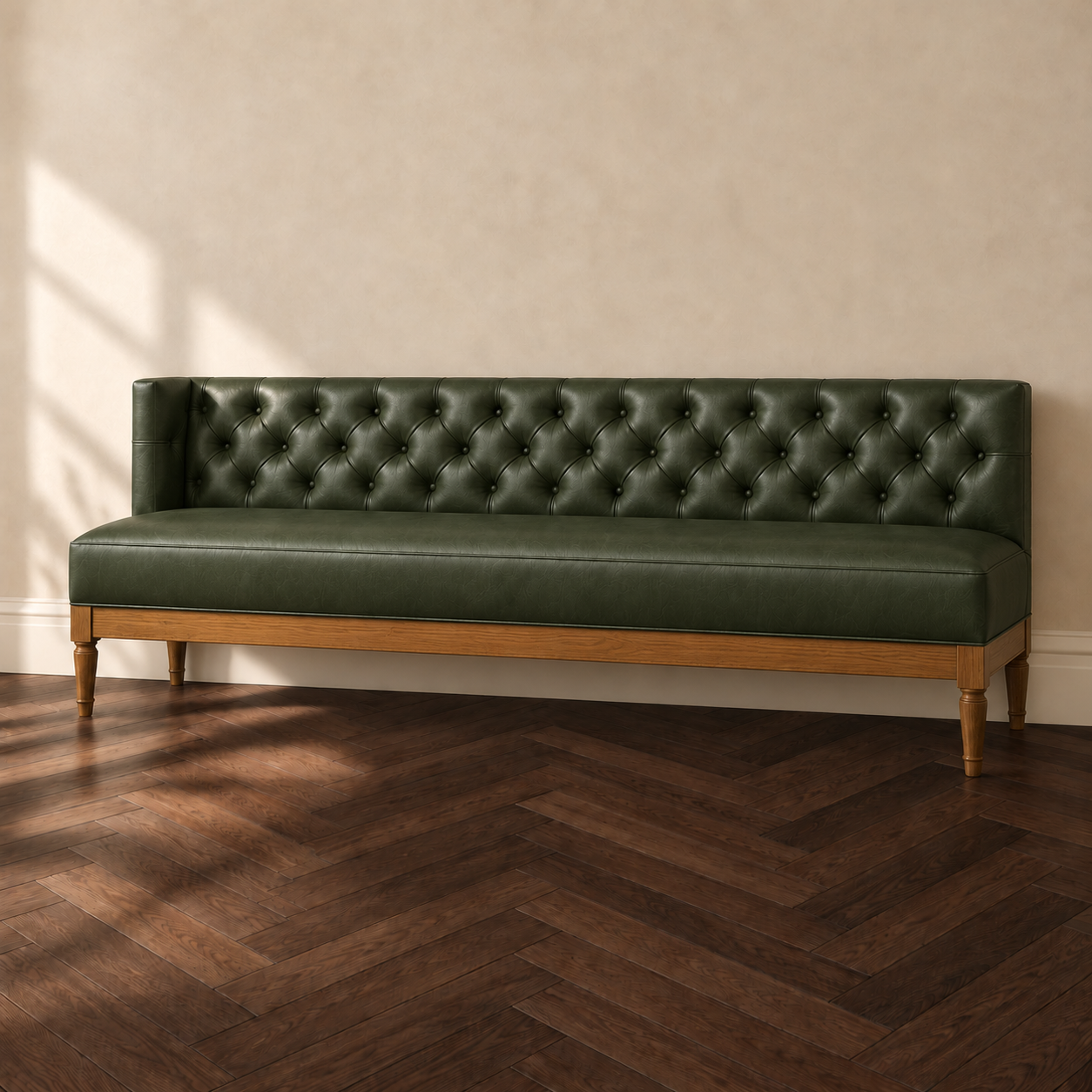 90-Inch Tufted Leather Banquette | Straight Dining Bench