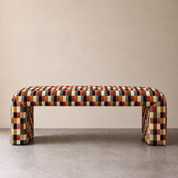 Modern Waterfall Accent Bench Wilton Jester Multicolor Check