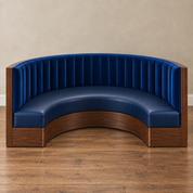 Horses Sunset LA | Booth "C" Blue Velvet Half Moon Banquette