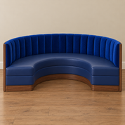 Blue Velvet Half Moon Banquette