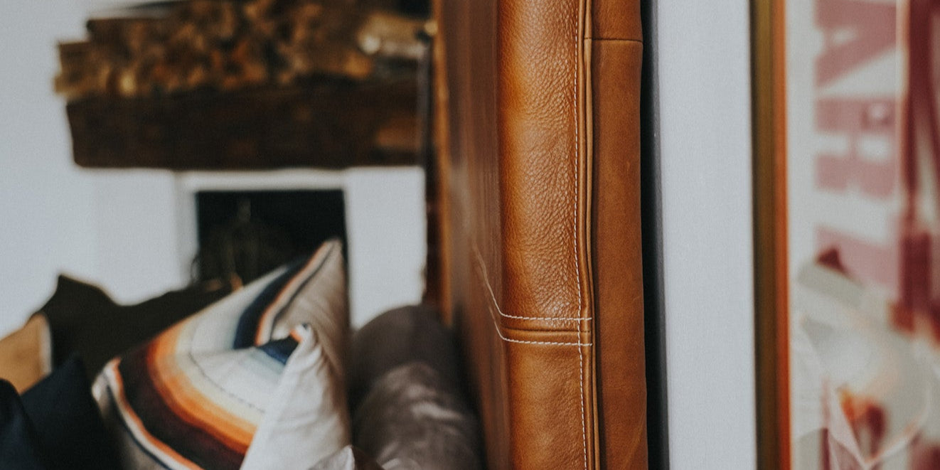 side view of wall mount leather headboard for small bedrooms