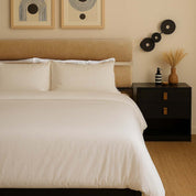 Modern Paneled Leather Headboard tan aged leather