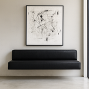Floating Black Leather Bench for Modern Dining Nook