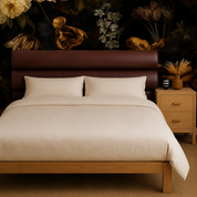 Modern Red Cognac Leather Paneled Headboard