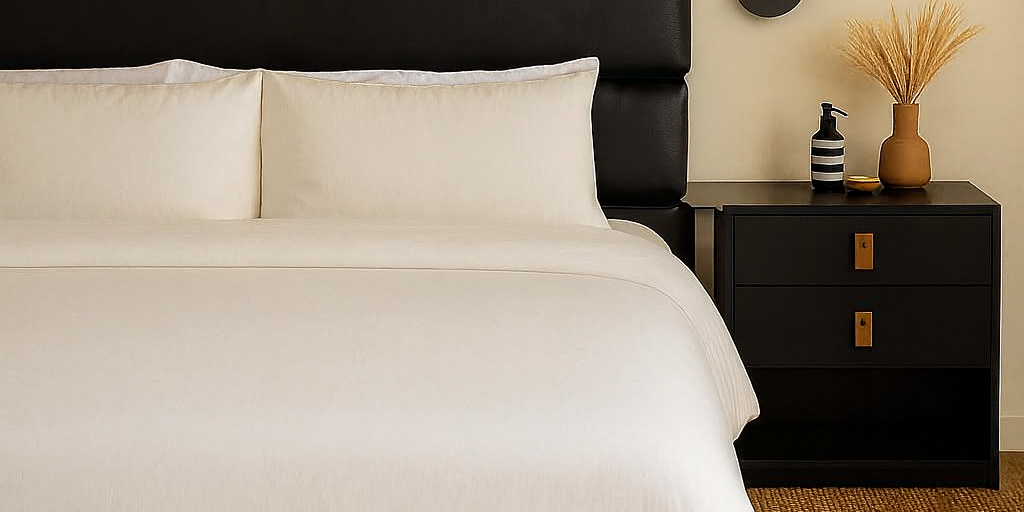 Modern Paneled Leather Headboard black pebble leather