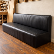 Ribbed Black Leather Banquette