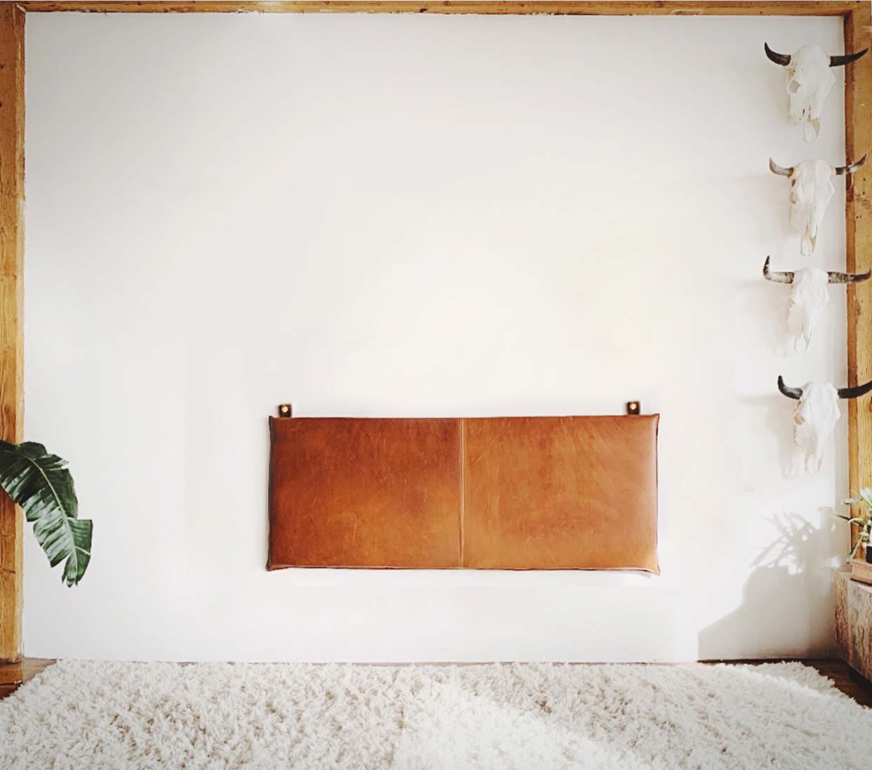 Wall Mount Bed | Modern Universal Headboard | Genuine Leather