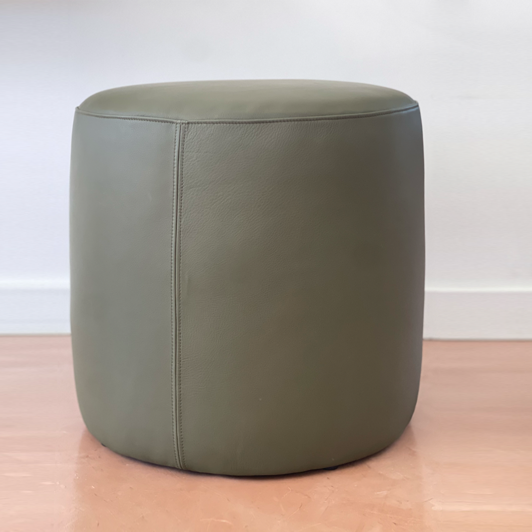 luxurious-olive-green-leather-ottoman