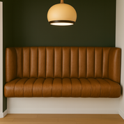 Overstuffed leather banquette – custom retro dining nook seating