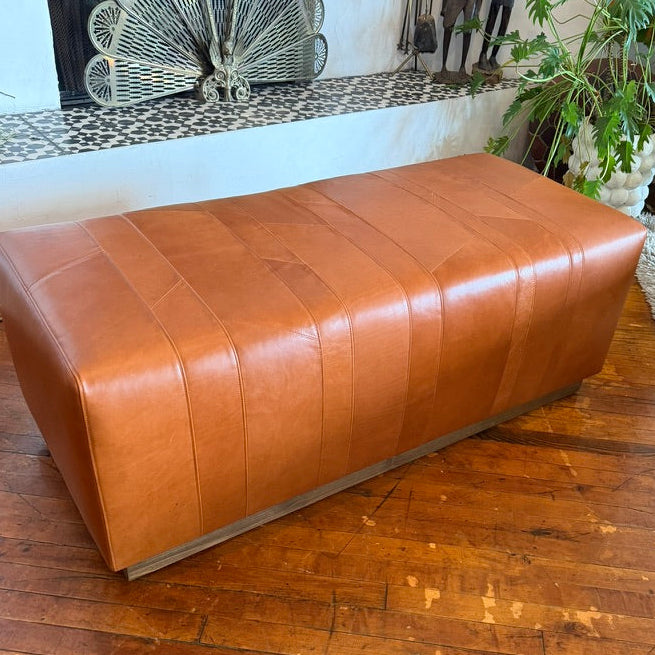 Ready to ship whiskey leather dining bench, 50 x 18 x 18 inches