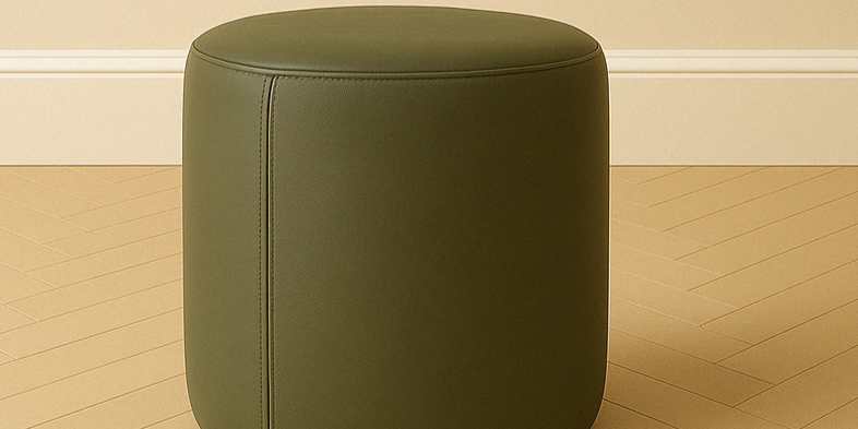 round 18 inch leather ottoman pouf or foot stool in green real leather by HUNTEDFOX