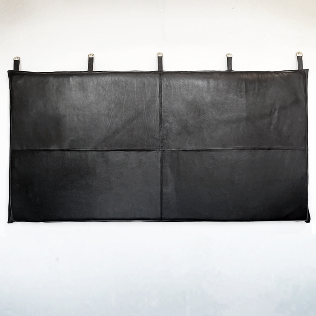 real leather hanging headboard black 