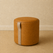 The Saddle Loop Ottoman — Whiskey Brown + Caramel Leather