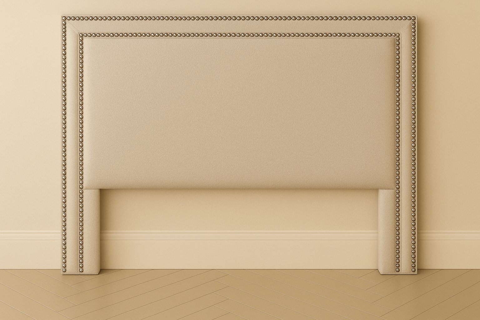 Tan Hotel Headboard with Double Nailhead Trim