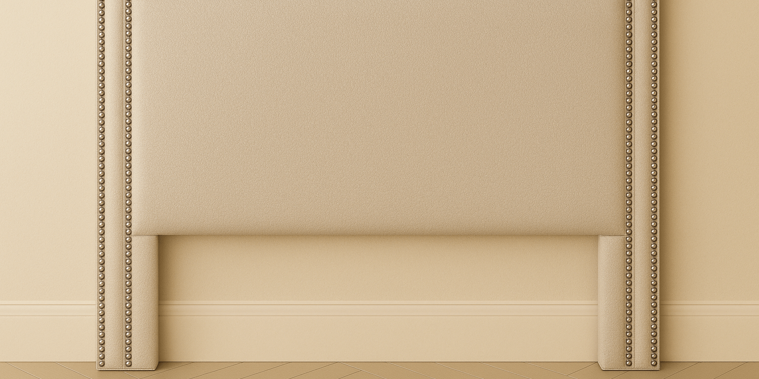 Tan Hotel Headboard with Double Nailhead Trim