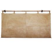 Classic Tan Aged Leather Hanging Headboard With Straps | Queen - King