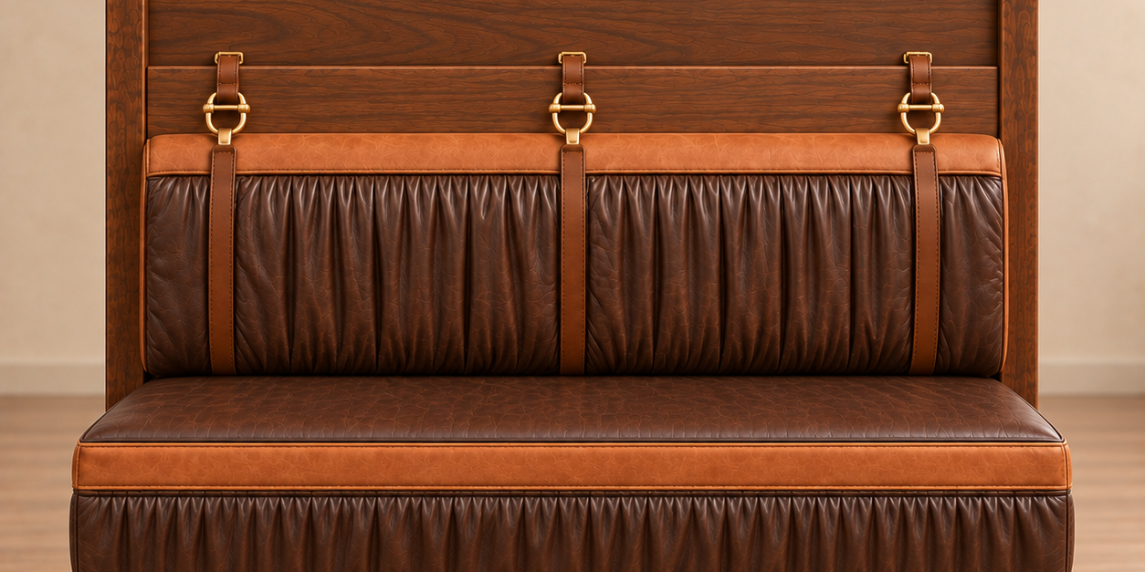 Western Ruched Equestrian Vegan Leather Banquette