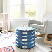 Vintage Indigo Round Lightweight Ottoman - HUNTEDFOX