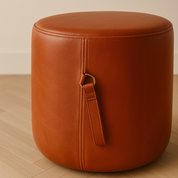 cognac leather ottoman with handle