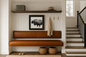 Floating Leather Bench for Restaurant Dining, Entryway or Kitchen Seat Back (Wall-Mount)
