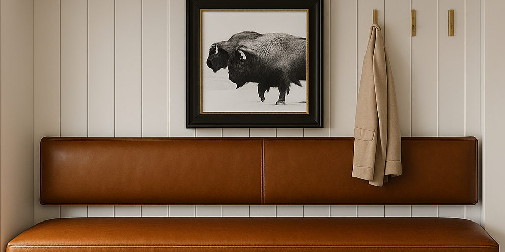 ER Custom | Floating Leather Bench for Kitchen Nook Seat Back (Wall-Mount)